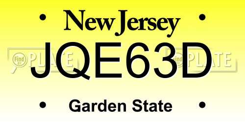 JQE63D New Jersey License Plate