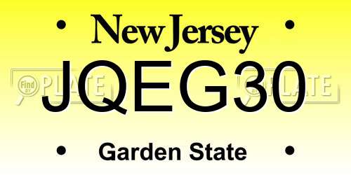 JQEG30 New Jersey License Plate