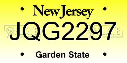 JQG2297 New Jersey License Plate