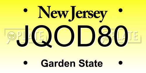 JQOD80 New Jersey License Plate