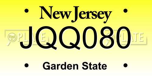 JQQ080 New Jersey License Plate