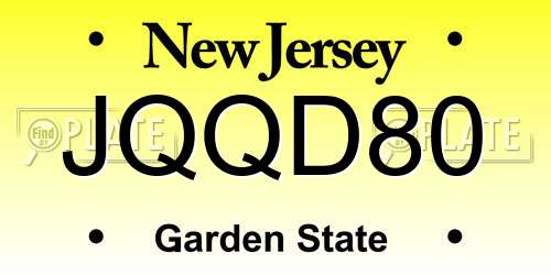 JQQD80 New Jersey License Plate