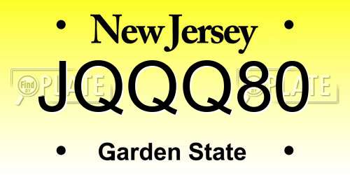 JQQQ80 New Jersey License Plate