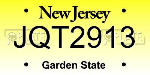 JQT2913 New Jersey License Plate