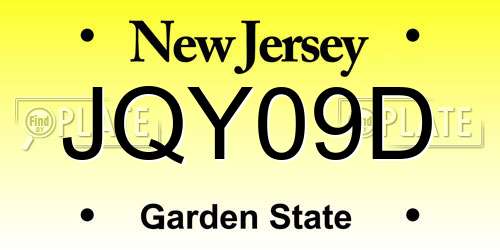 JQY09D New Jersey License Plate