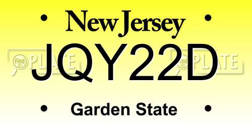 JQY22D New Jersey License Plate
