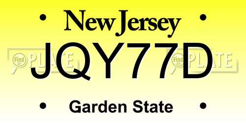 JQY77D New Jersey License Plate