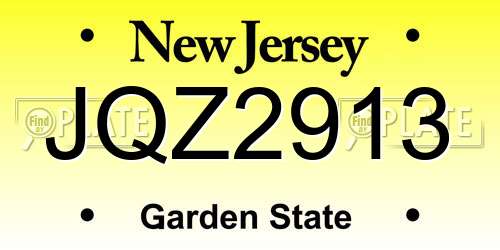 JQZ2913 New Jersey License Plate