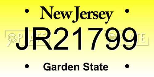 JR21799 New Jersey License Plate