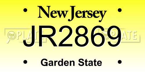 JR2869 New Jersey License Plate