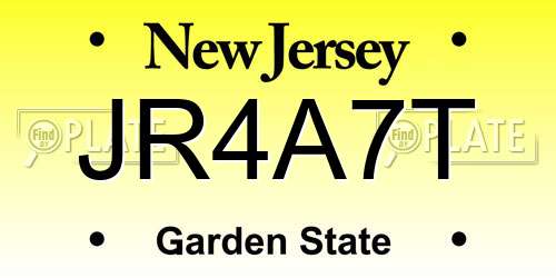 JR4A7T New Jersey License Plate
