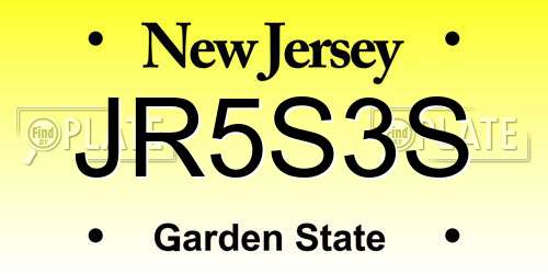 JR5S3S New Jersey License Plate