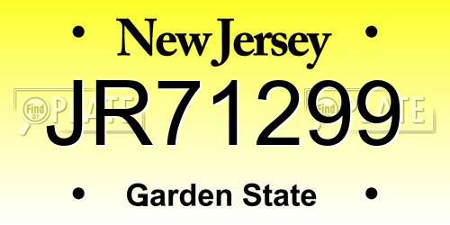 JR71299 New Jersey License Plate