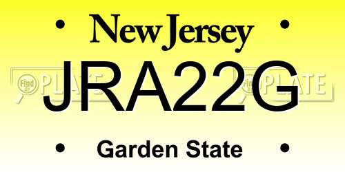 JRA22G New Jersey License Plate