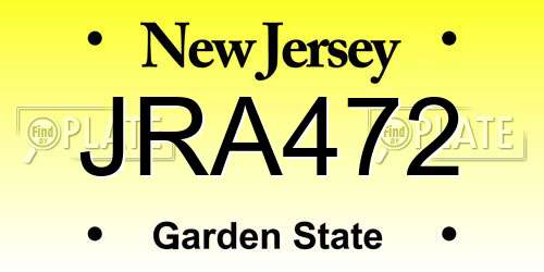 JRA472 New Jersey License Plate