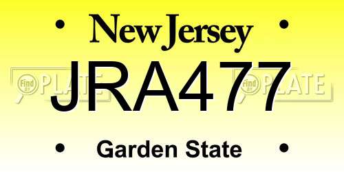 JRA477 New Jersey License Plate