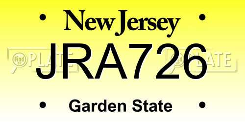 JRA726 New Jersey License Plate