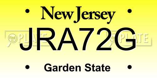JRA72G New Jersey License Plate