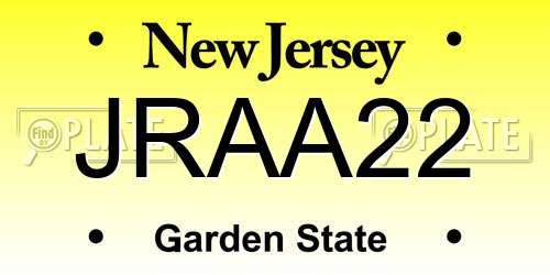 JRAA22 New Jersey License Plate