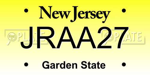 JRAA27 New Jersey License Plate