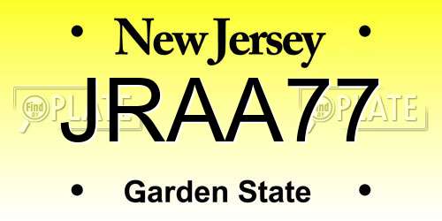 JRAA77 New Jersey License Plate