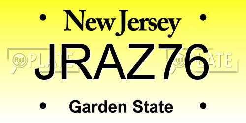 JRAZ76 New Jersey License Plate