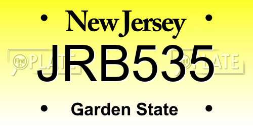 JRB535 New Jersey License Plate