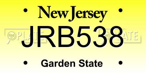 JRB538 New Jersey License Plate