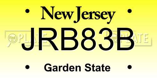 JRB83B New Jersey License Plate