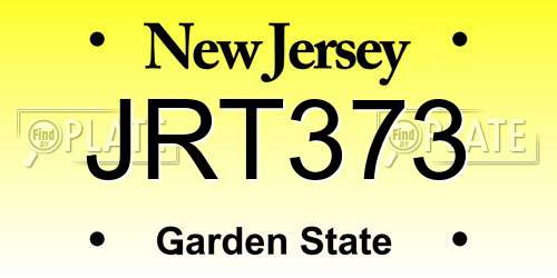 JRT373 New Jersey License Plate
