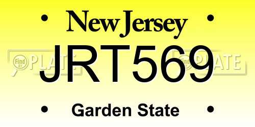 JRT569 New Jersey License Plate