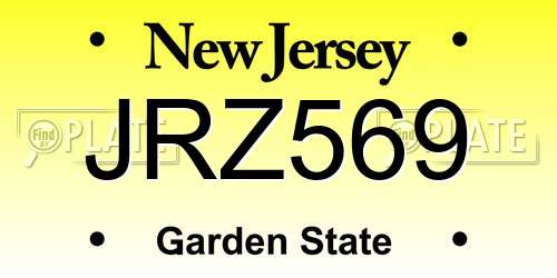 JRZ569 New Jersey License Plate