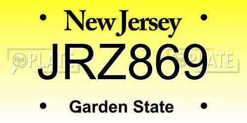 JRZ869 New Jersey License Plate