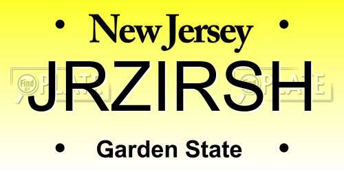 JRZIRSH New Jersey License Plate
