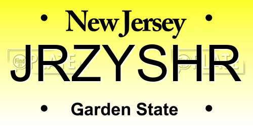 JRZYSHR New Jersey License Plate