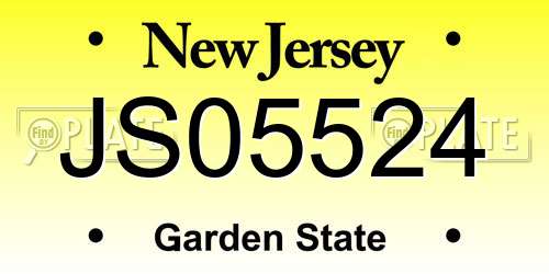 JS05524 New Jersey License Plate