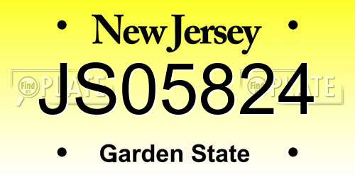 JS05824 New Jersey License Plate