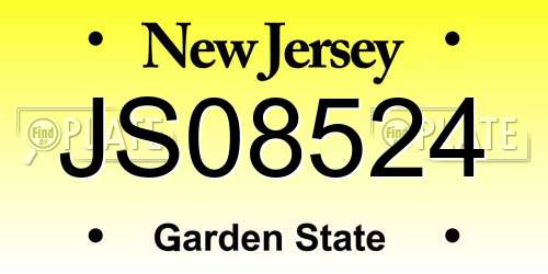 JS08524 New Jersey License Plate