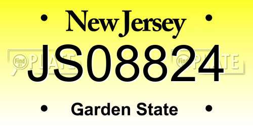 JS08824 New Jersey License Plate