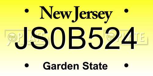 JS0B524 New Jersey License Plate