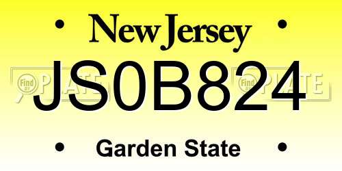 JS0B824 New Jersey License Plate