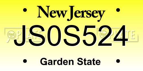 JS0S524 New Jersey License Plate