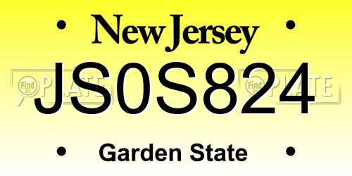 JS0S824 New Jersey License Plate
