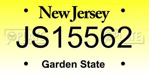 JS15562 New Jersey License Plate