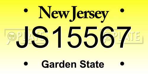 JS15567 New Jersey License Plate