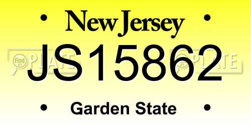JS15862 New Jersey License Plate