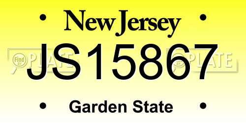JS15867 New Jersey License Plate