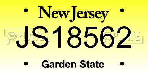 JS18562 New Jersey License Plate