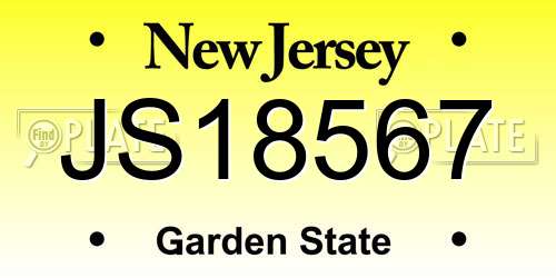 JS18567 New Jersey License Plate