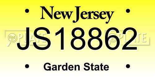 JS18862 New Jersey License Plate